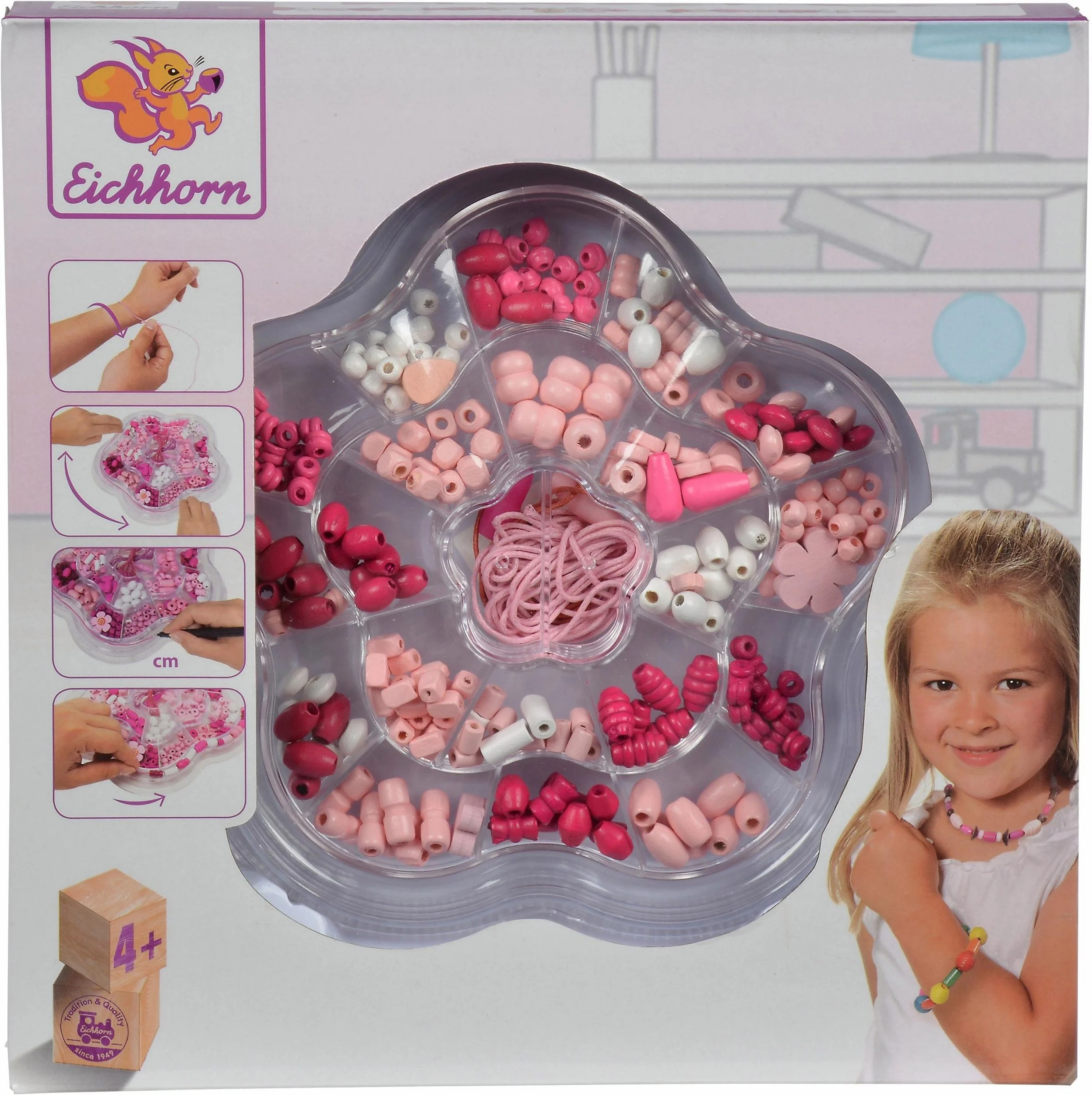 Kreativset Holzperlen – Design „Blume“ (275-teilig)